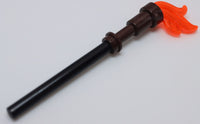 Lego Castle Dark Brown Torch with Trans Orange Flame Black 4L Bar