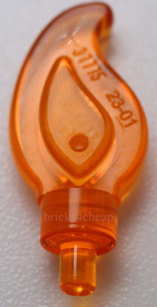 Lego 50x Trans Orange Wave Rounded Straight Single Small Pin End Candle Flame