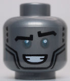 Lego Head Alien Metallic Light Blue Eyes Black Angry Eyebrows Face Contours