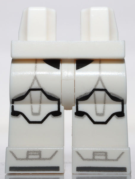 Lego White Hips and Legs Clone Trooper Black Light Bluish Gray Marking Knee Pads
