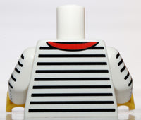 Lego Torso Black Thin Stripes Red Scarf Front Back Pattern White Arms