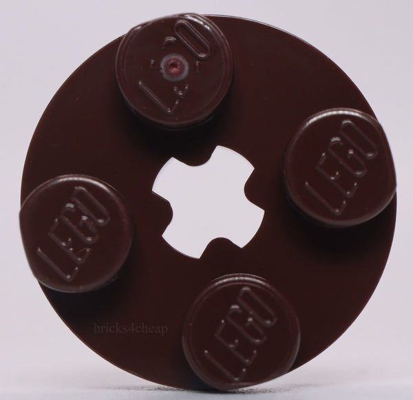 Lego 32x Dark Brown Plate 2 x 2 Round with Axle Hole