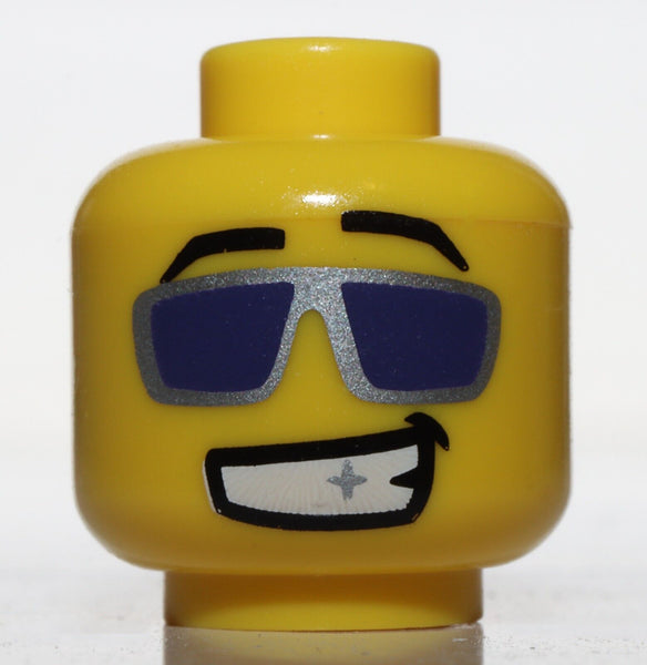 Lego Yellow Head with Purple Sunglasses Silver Frames Disco Dancer