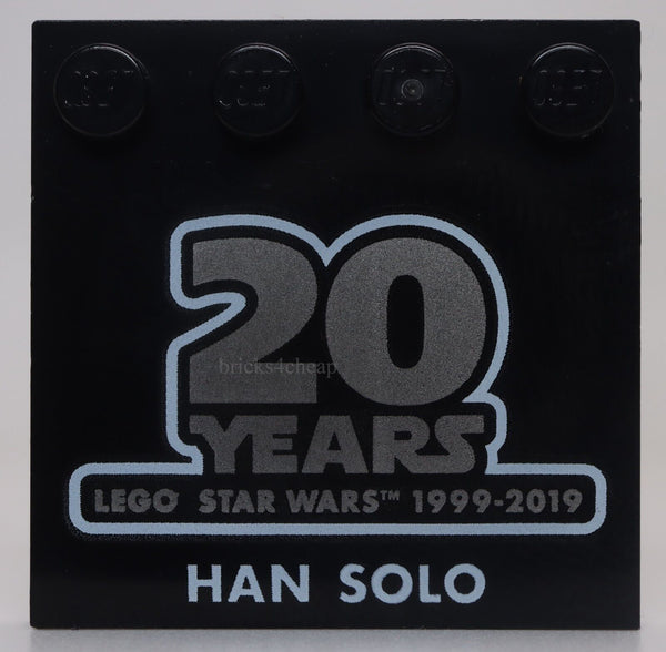 Lego Black Tile Modified 4 x 4 Studs on Edge 20 YEARS LEGO STAR WARS 1999-2019