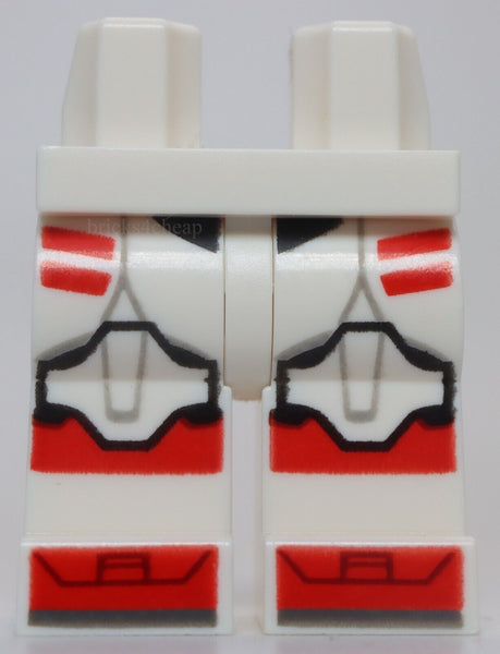 Lego White Hips and Legs Clone Trooper Armor with Knee Pads Red Stripes Pattern