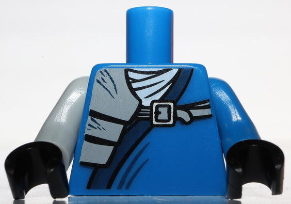 Lego Blue Torso Ninjago Robe Silver Buckles Lightning Power Emblem