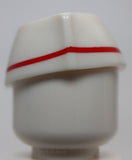 Lego White Minifig Headgear Cap Butcher Food Service Red Stripe All Around