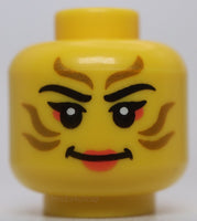 Lego Head Female Black Eyebrows Gold Stripes Face Paint Coral Lips Eye Shadow