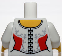 Lego Castle Female Torso Kingdoms Blouse Red Side Panels Lace Trim Ruby Necklace