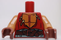 Lego Dark Red Torso Dual Sided PotC Vest Torn Bare Chest Dark Brown Belt Pattern