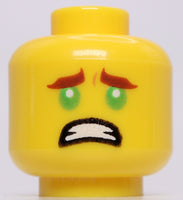 Lego Yellow Head Dual Sided Reddish Brown Thick Brows Green Eyes Chin Dimple