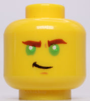 Lego Yellow Head Dual Sided Reddish Brown Thick Brows Green Eyes Chin Dimple