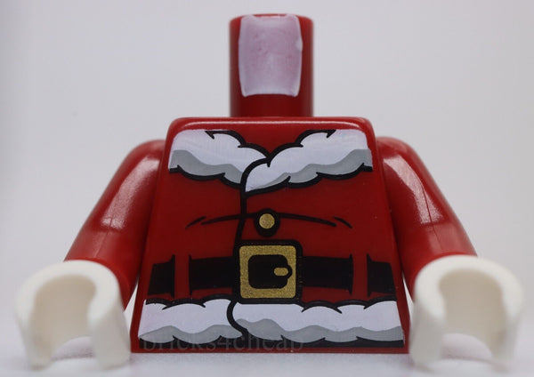 Lego  Dark Red Torso Santa Jacket with White Fur Collar Candy Cane on Back Belt