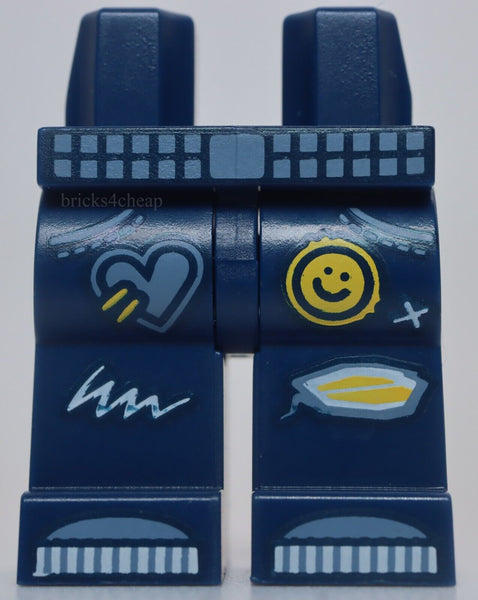 Lego Dark Blue Minifig Legs Ripped Jeans Smiley Face Heart Belt
