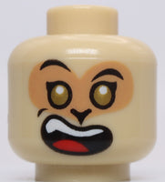 Lego Tan Minifig Head Medium Nougat Eye Mask Gold Eyes Wide Smile Tongue