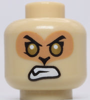 Lego Tan Minifig Head Medium Nougat Eye Mask Gold Eyes Wide Smile Tongue