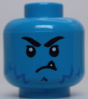 Lego Dark Azure Head Alien Black Eyebrows Blue Beard Stubble White Sharp Tooth