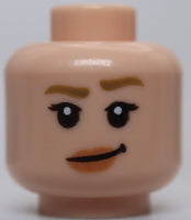 Lego Light Nougat Head Female Dark Tan Eyebrows Nougat Lips Open Mouth Smile