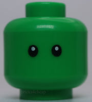 Lego Green Minifig Head Black Eyes White Pupils