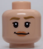 Lego Head Female Dark Tan Eyebrows Nougat Lips Smile Surprised Open Round Mouth