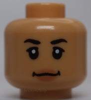 Lego Medium Tan Head Female Black Eyebrows Nougat Lips Neutral Open Mouth