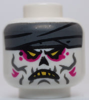 Lego White Head Alien Mummy Wrappings Yellow Triangular Eyes Magenta Eye Shadow