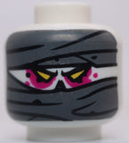 Lego White Head Alien Mummy Wrappings Yellow Triangular Eyes Magenta Eye Shadow