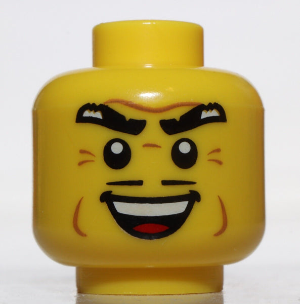 Lego Yellow Head Thick Eyebrows Thin Moustache Cheek Dimples and Sinister Smile