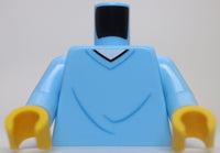 Lego Torso Hospital Gown with V Neck and Wrinkles Pattern Bright Light Blue Arms