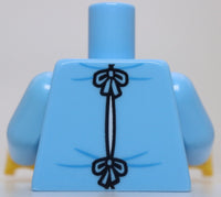 Lego Torso Hospital Gown with V Neck and Wrinkles Pattern Bright Light Blue Arms