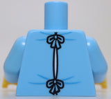 Lego Torso Hospital Gown with V Neck and Wrinkles Pattern Bright Light Blue Arms