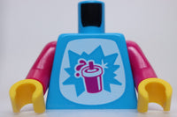 Lego Torso White Tummy with Starburst Explosion Magenta Slushy Cup Straw