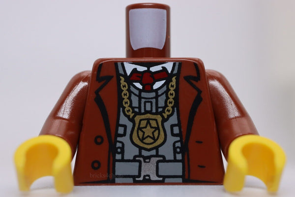 Lego Torso Suit Jacket Dark Bluish Gray Vest Dark Red Tie Gold Police Badge