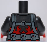 Lego Torso Jacket Red Flames and Dark Bluish Gray Straps and Belt with Poucches