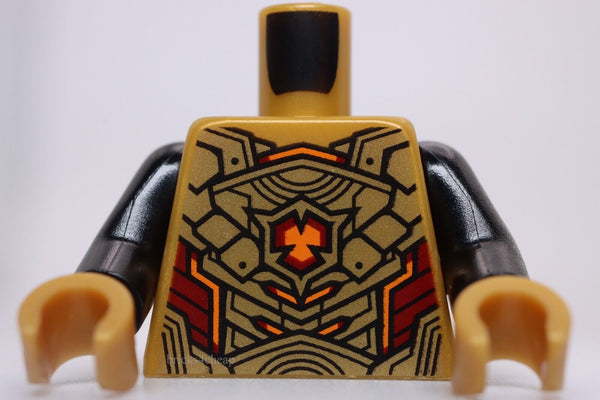Lego Torso Armor with Gold and Dark Red Plates and Orange Highlights Pattern