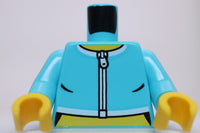 Lego Torso Female Jacket Crop Top White Zipper Trim Yellow Neck Stomach Pattern