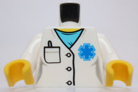 Lego Torso Hospital Lab Coat Medium Azure Scrubs Blue EMT Star of Life