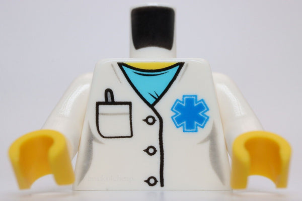 Lego Torso Hospital Lab Coat Medium Azure Scrubs Blue EMT Star of Life