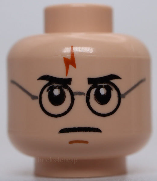 Lego Head Dual Sided Black Glasses Round Eyebrows Lightning Scar Scared