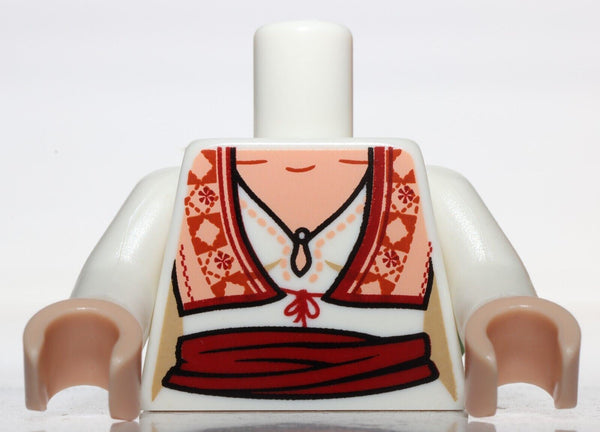 Lego White Female Torso Blouse Keyhole Neck Ornate Vest Princess Tamina