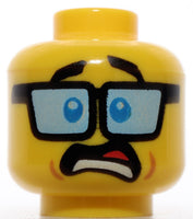 Lego 2x Minifig Head Dual Sided Blue Tinted Glasses Shocked