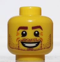 Lego Head Beard Stubble Reddish Brown Eyebrows White Pupils Open Smile Pattern