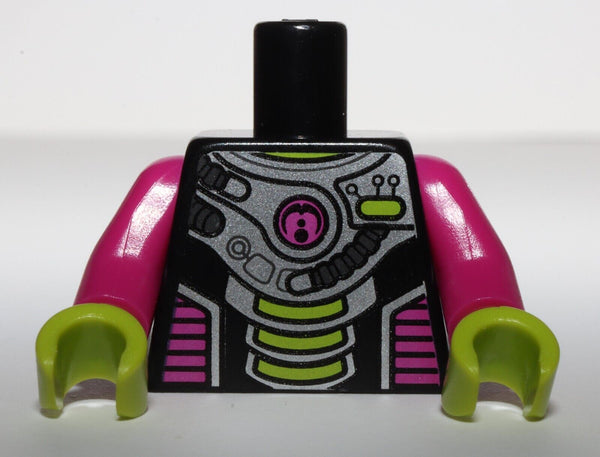 Lego Space Black Torso Alien Conquest Three Lime Bars Pattern Magenta Arms