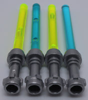 Lego 4x Star Wars Light Saber Green Blue Metallic Silver Hilt Lot