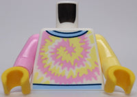 Lego White Torso Shirt Bright Pink Light Yellow Swirl Bright Light Blue Collar
