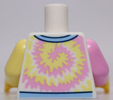 Lego White Torso Shirt Bright Pink Light Yellow Swirl Bright Light Blue Collar