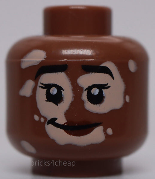 Lego Medium Brown Head Dual Sided Female Black Eyebrows Light Nougat Vitiligo