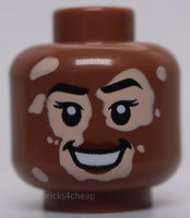 Lego Medium Brown Head Dual Sided Female Black Eyebrows Light Nougat Vitiligo