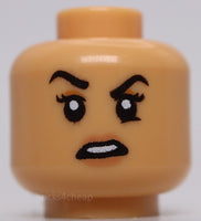 Lego Medium Tan Head Dual Sided Female Eyebrows Peach Eyeshadow Lips Disgust