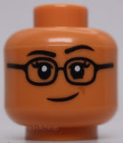 Lego Nougat Head Dual Sided Female Black Eyebrows and Glasses Lopsided Smile